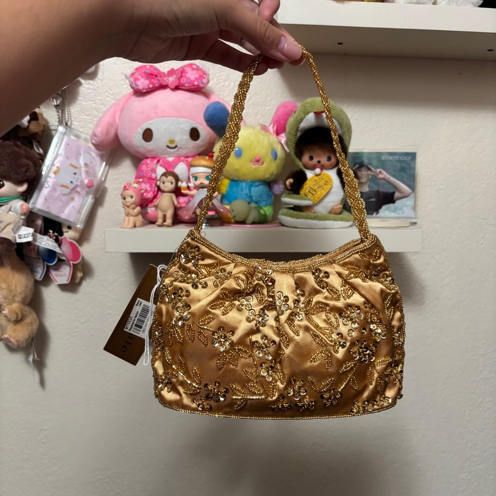 NWT La Regale Gold Beaded Mini Hand Bag Vintage